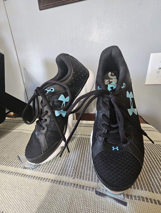 Under Armour Shoes - Under Armour Black Sneakers with Aqua Logo Accents